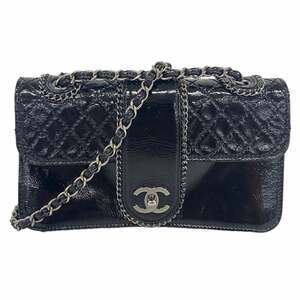 Chanel Shoulder Bag Chain Patent Leather Black Women's
